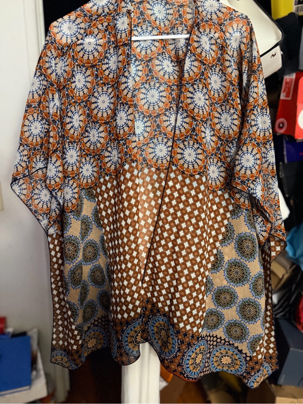 Fashion to Figure Orange & Navy Mosaic Kimono